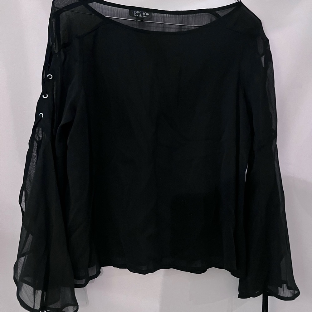 TOPSHOP chiffon top with flowy sleeves